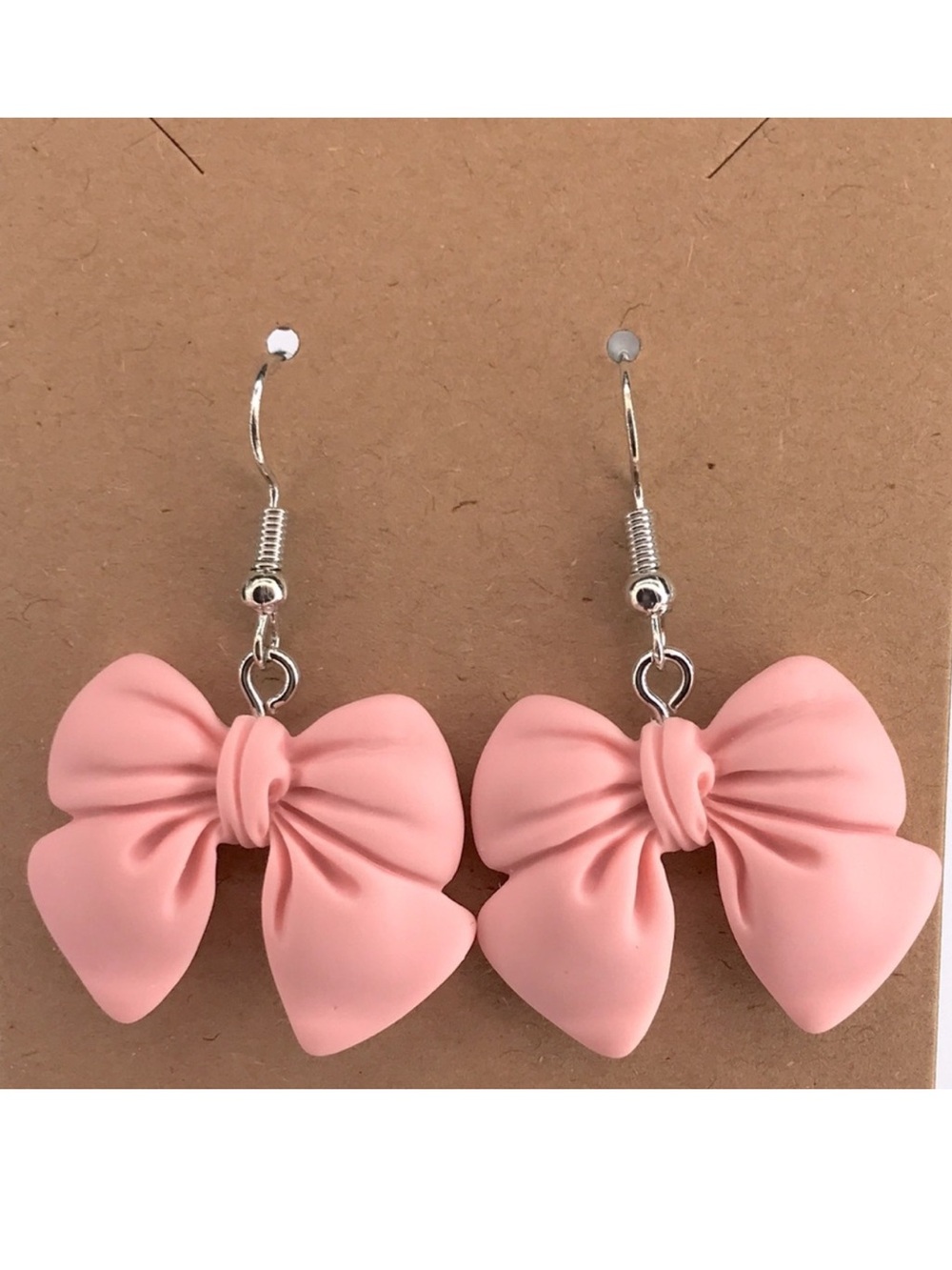 Resin Pink Bow Earrings Fashion Jewelry
